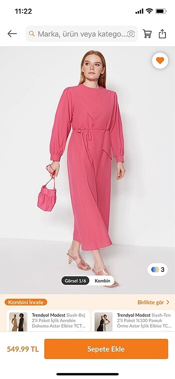 Kuşaklı önü parça detaylı elbise trendyol modest tesettür
