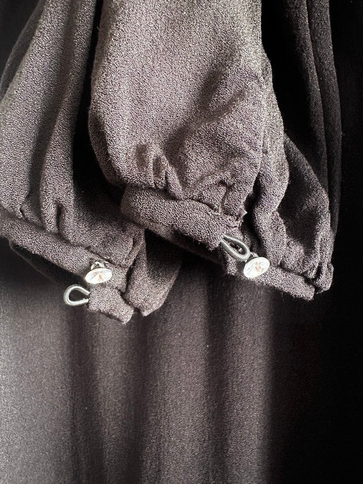 Siyah V Yaka Uzun Kollu Elbise - Görsel 2