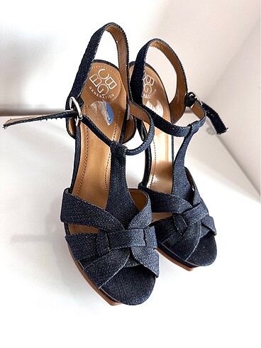 37,5 Beden lacivert Renk BCBG Denim Topuklu Sandalet 37,5