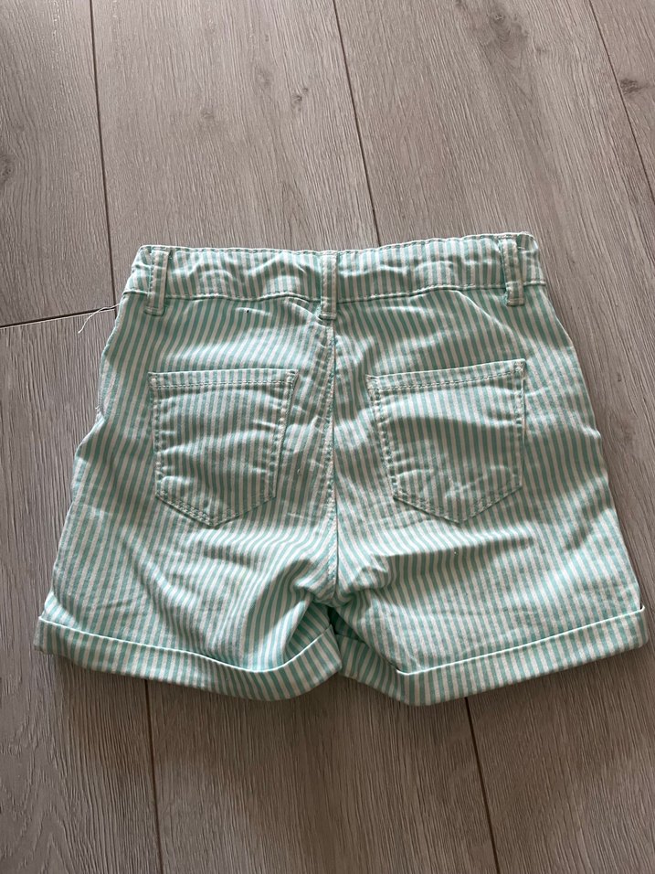 Kızlar için Turkuaz Çizgili Pileli Şort - Görsel 3