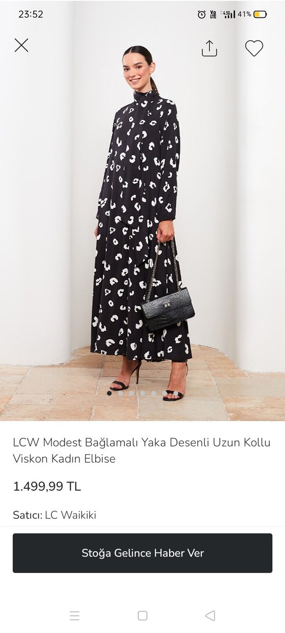 Uzun Siyah Beyaz Desenli Salaş Elbise - Görsel 3