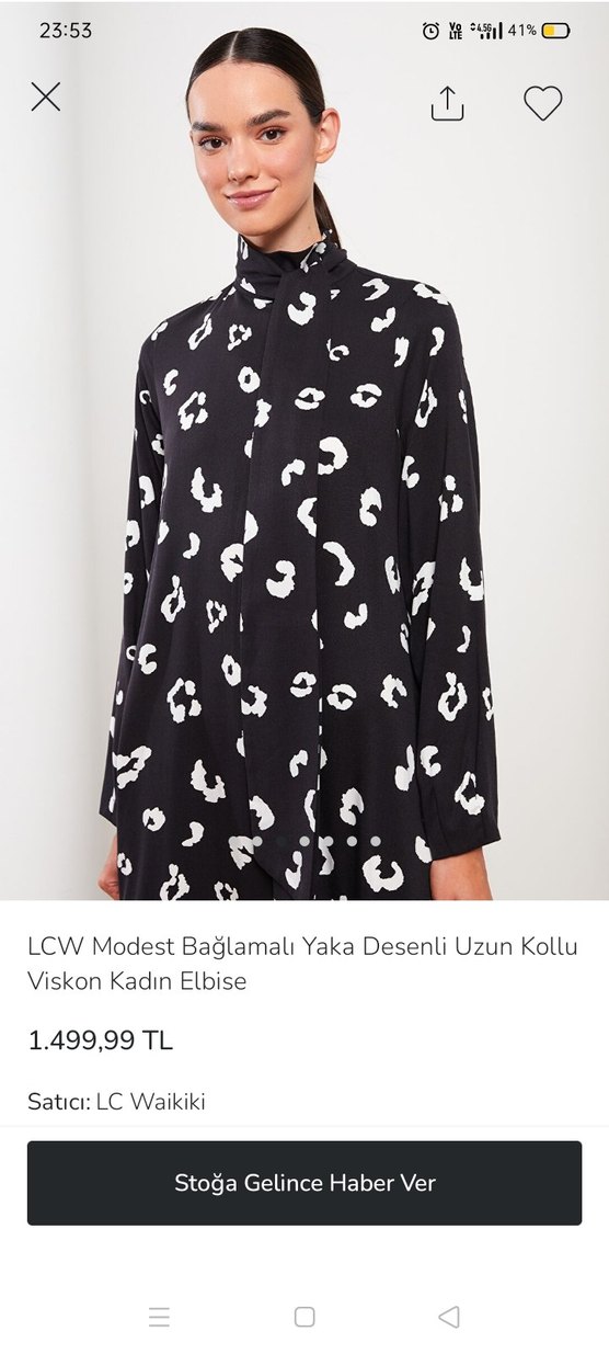 Uzun Siyah Beyaz Desenli Salaş Elbise - Görsel 5