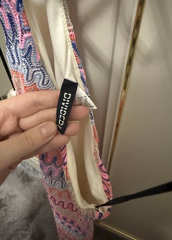 Bohem Çok Renkli İnce Askılı Midi Triko Elbise - Görsel 2