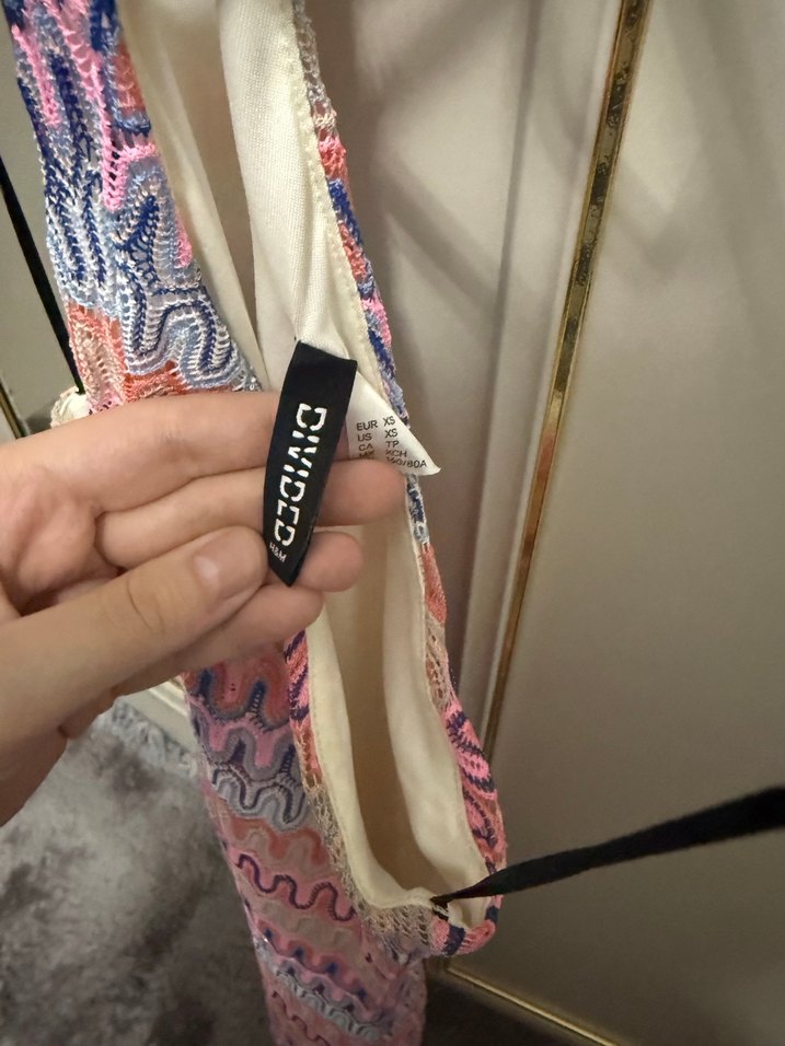 Bohem Çok Renkli İnce Askılı Midi Triko Elbise - Görsel 2