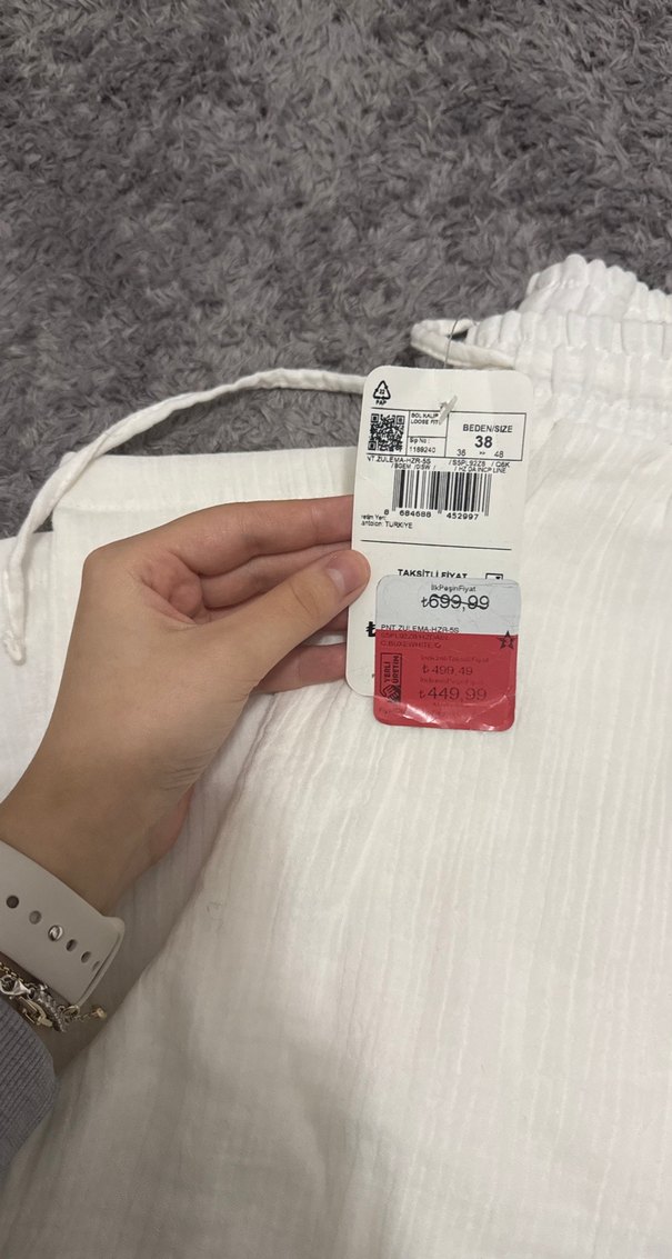 Beyaz Rahat Kesim Keten Kadın Pantolon - Görsel 2