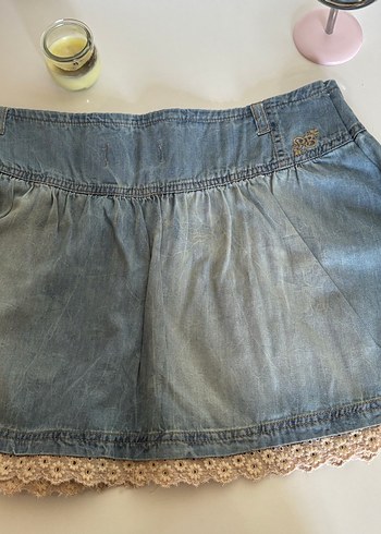 Pull and Bear Pb Coquette Dantel Detaylı Mini Kot Etek