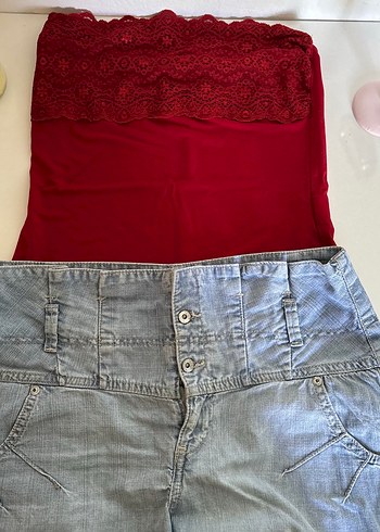 m Beden bordo Renk Y2k Dantelli Straplez Bordo Bluz