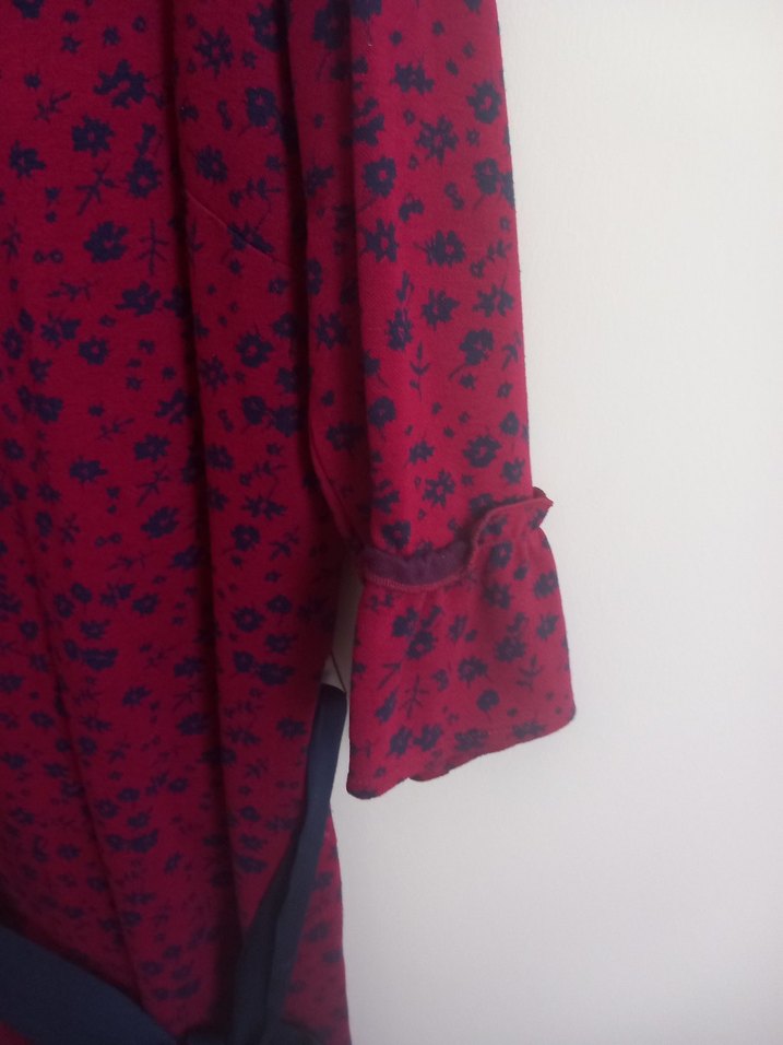 Bordo Desenli Uzun Kollu Triko Elbise - Görsel 3