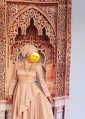 Camel Renkli Uzun Tesettür elbise