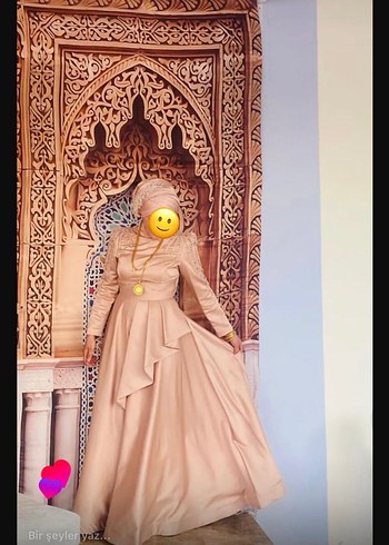 40 Beden camel Renk Camel Renkli Uzun Tesettür elbise
