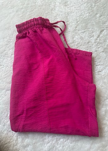 Pembe Keten Kadın Midi Pantolon