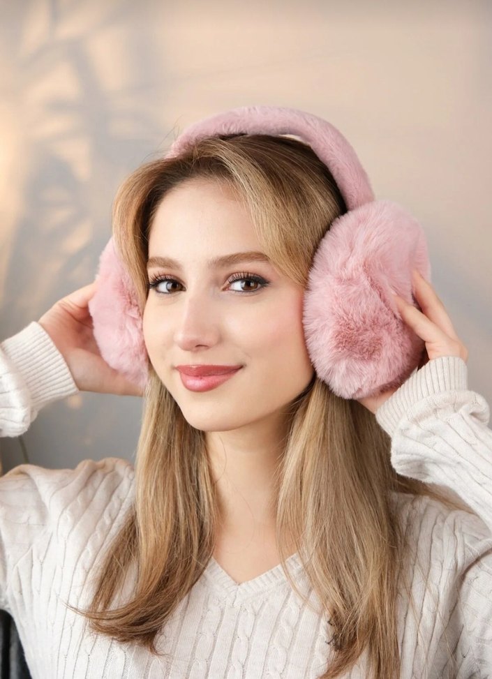 Pembe Kürklü Kulaklık - Görsel 3