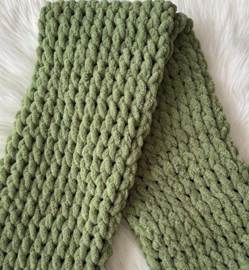 Yeşil Örgü Kadın Şal - Görsel 2