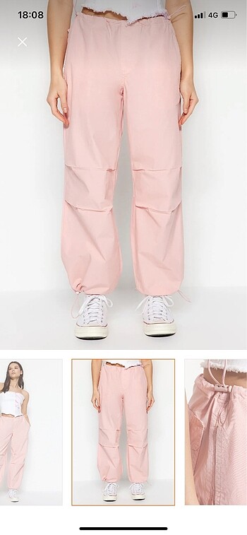 Pembe paraşüt pantolon