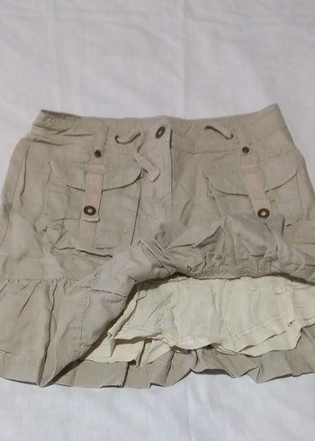 13-14 Yaş çocuk Bej Keten Etek Pilili Detaylı astarlı - Görsel 3