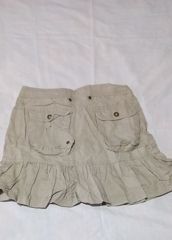 13-14 Yaş çocuk Bej Keten Etek Pilili Detaylı astarlı - Görsel 2