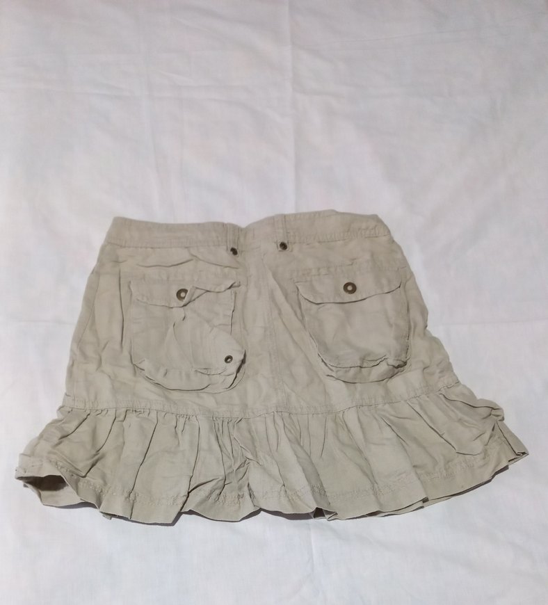 13-14 Yaş çocuk Bej Keten Etek Pilili Detaylı astarlı - Görsel 2