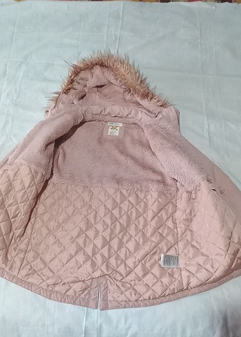 Kız Çocuk somon rengi kürklü Kapüşonlu Mont 8-9 yaş - Görsel 2