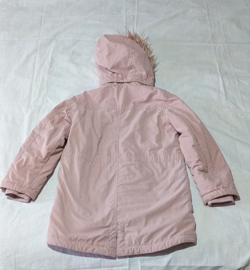 Kız Çocuk somon rengi kürklü Kapüşonlu Mont 8-9 yaş - Görsel 3