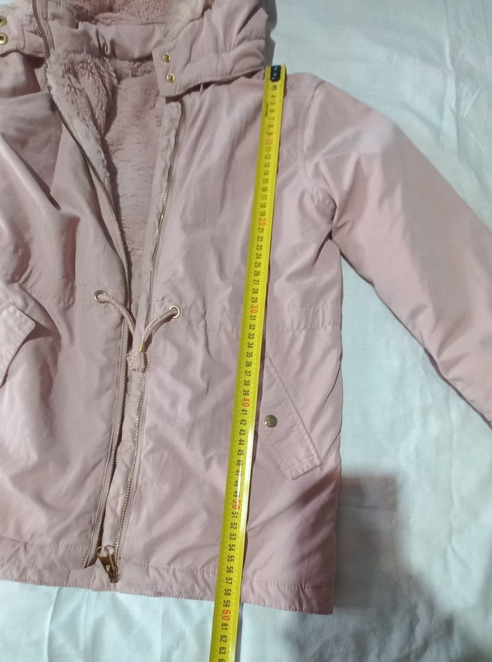 Kız Çocuk somon rengi kürklü Kapüşonlu Mont 8-9 yaş - Görsel 5