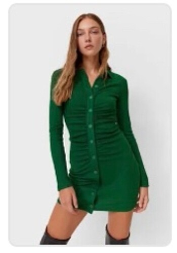 Yeşil stradivarius Gömlek Elbise