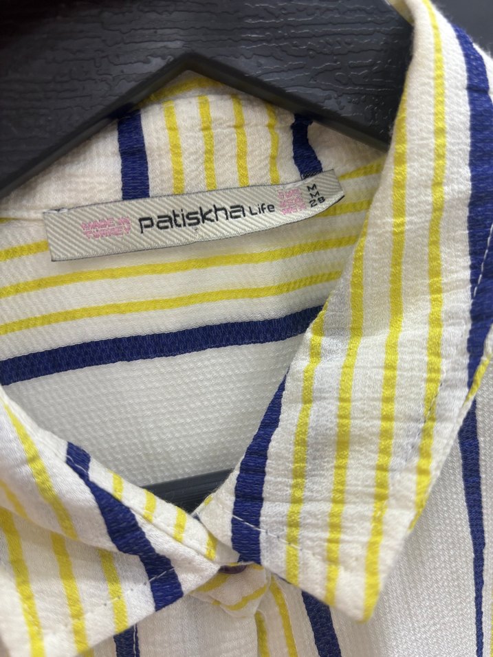 Uzun Kollu Sarı Çizgili Gömlek - Görsel 5