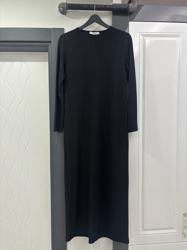 Uzun Kollu Siyah Kadın Elbise - Görsel 5