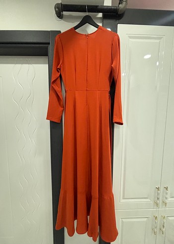 Turuncu Uzun Kollu Kadın Elbise - Görsel 8