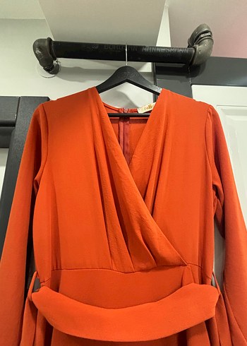 Turuncu Uzun Kollu Kadın Elbise - Görsel 5