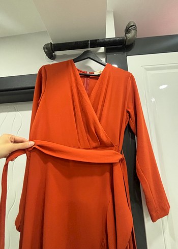 Turuncu Uzun Kollu Kadın Elbise - Görsel 4