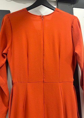 Turuncu Uzun Kollu Kadın Elbise - Görsel 10