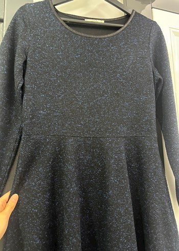 Uzun Kollu Lacivert Siyah Kadın Kışlık Elbise - Görsel 6