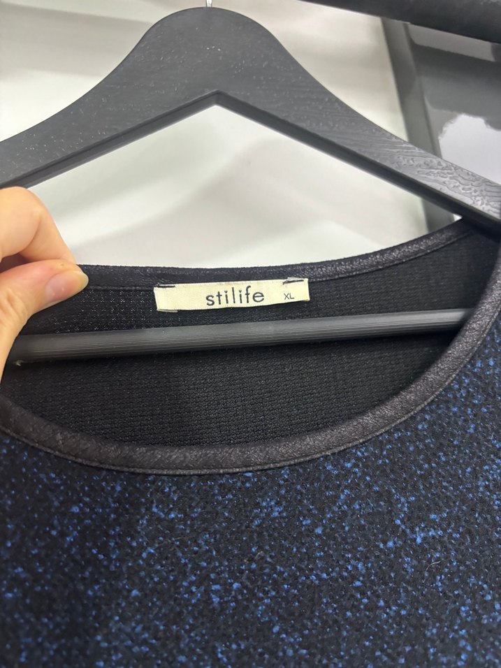 Uzun Kollu Lacivert Siyah Kadın Kışlık Elbise - Görsel 5