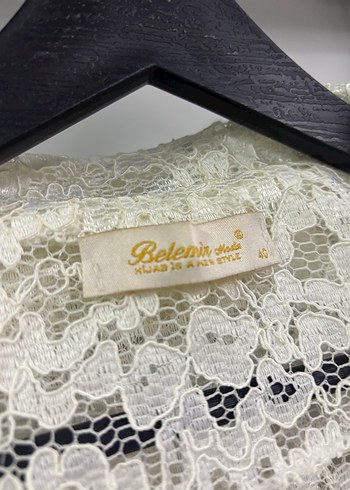 Uzun Kırık Beyaz Fransız Danteli Trençkot - Görsel 3