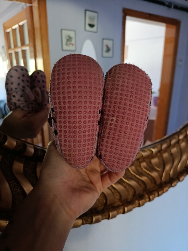 Kız Çocuk Pembe Puantiyeli Fiyonklu Terlik - Görsel 4