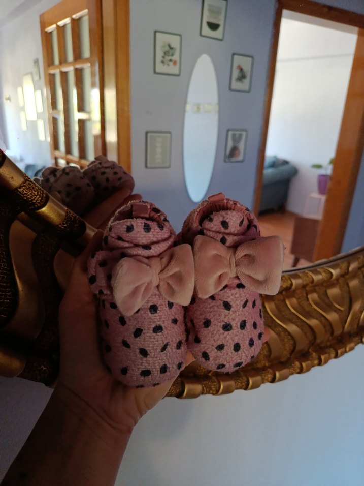 Kız Çocuk Pembe Puantiyeli Fiyonklu Terlik - Görsel 3