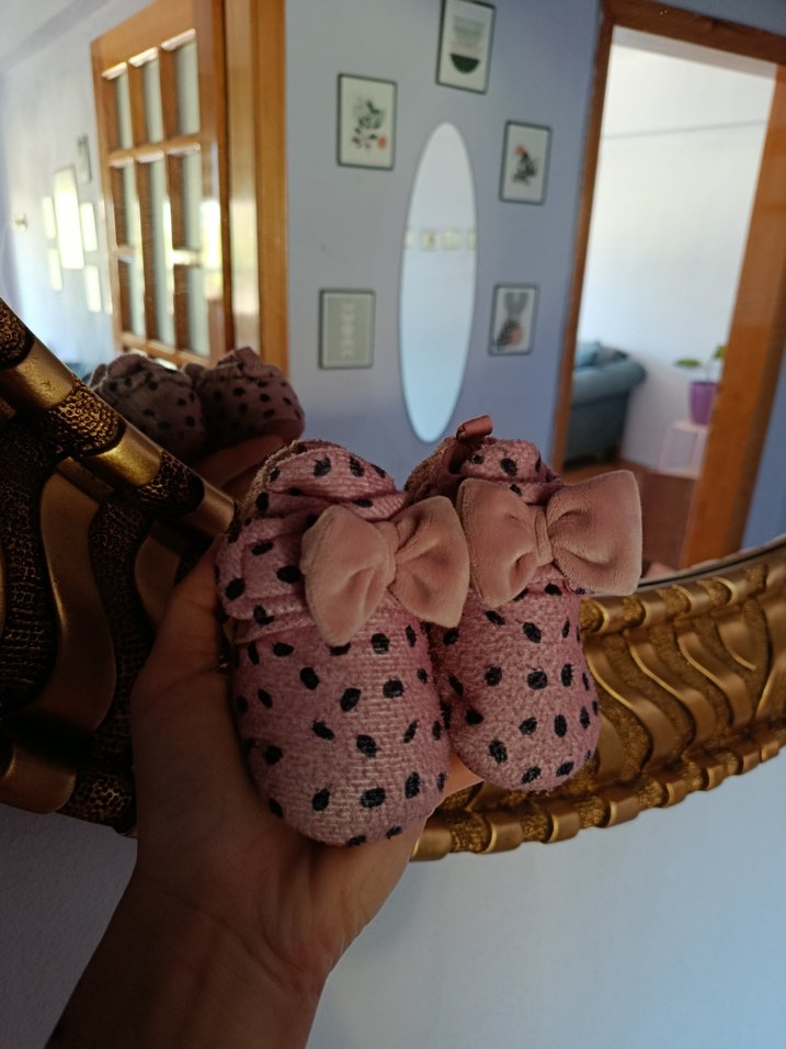 Kız Çocuk Pembe Puantiyeli Fiyonklu Terlik - Görsel 2