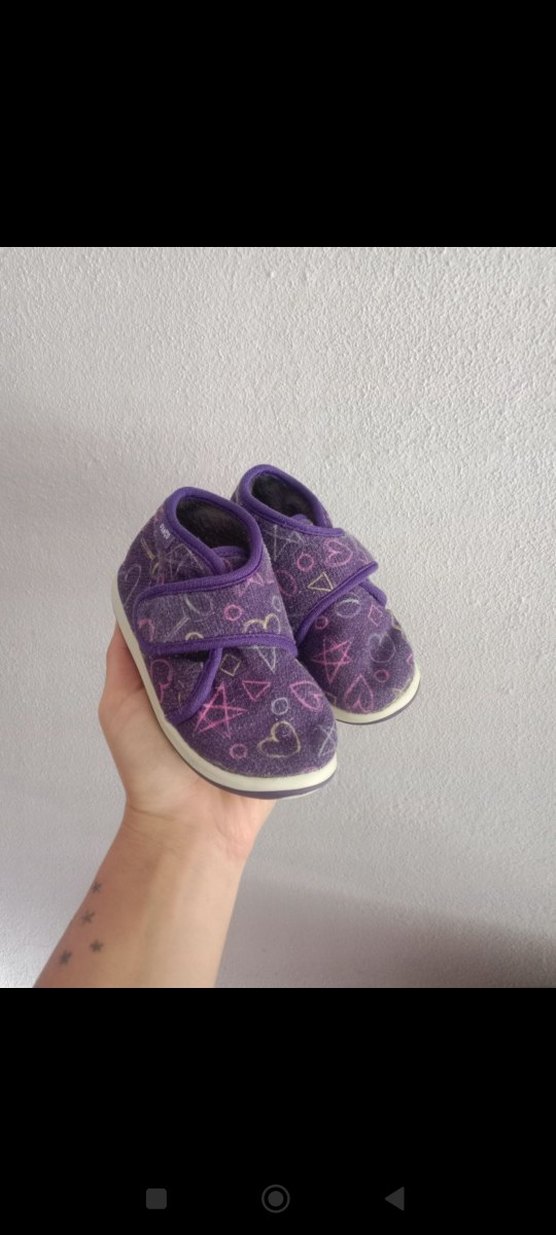 Mor Nakışlı Kız Çocuk Polar Terlik - Görsel 3