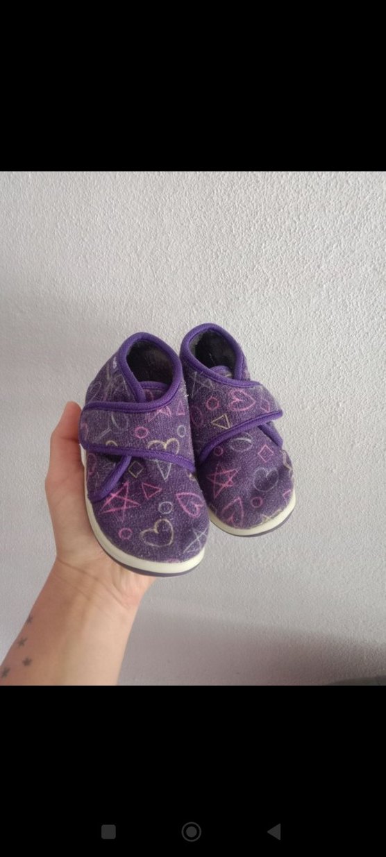 Mor Nakışlı Kız Çocuk Polar Terlik - Görsel 2