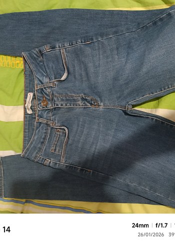 Düğmeli Mavi Kadın Denim Pantolon - Görsel 2