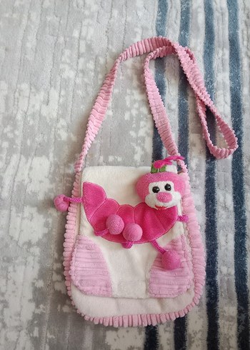 Pembe Nakışlı Örgü Kız Çanta