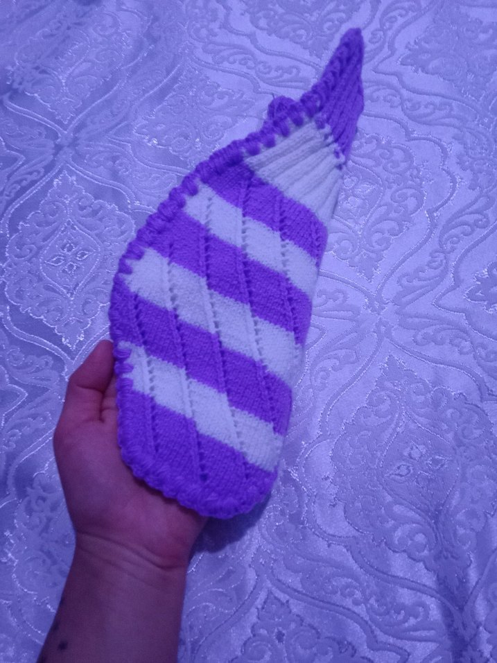 Mor Beyaz Bağlama Desenli Örgü Kız Eldiveni - Görsel 2