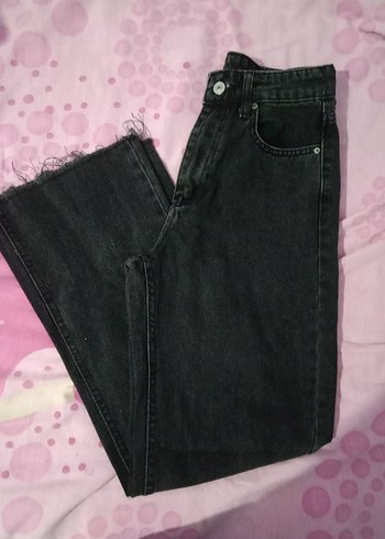 Zara Siyah Loose Fit Midi Kot Pantolon