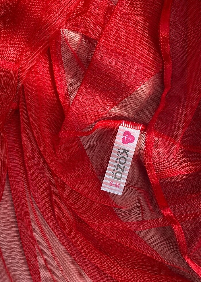 Kırmızı tül gecelik - Görsel 2