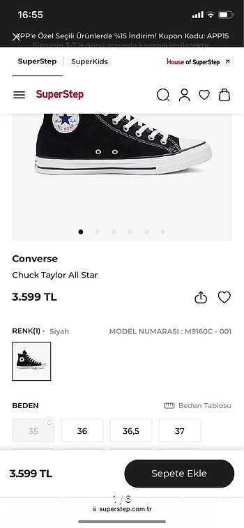 Erkek orjinal converse