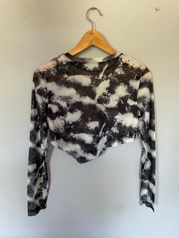 Desenli Transparan Uzun Kollu Bluz - Görsel 2