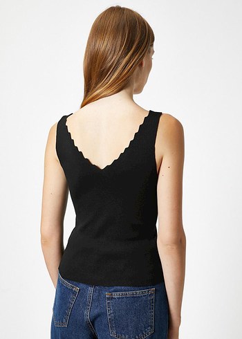 Koton V Yakalı Siyah Kadın Bluz - Görsel 3