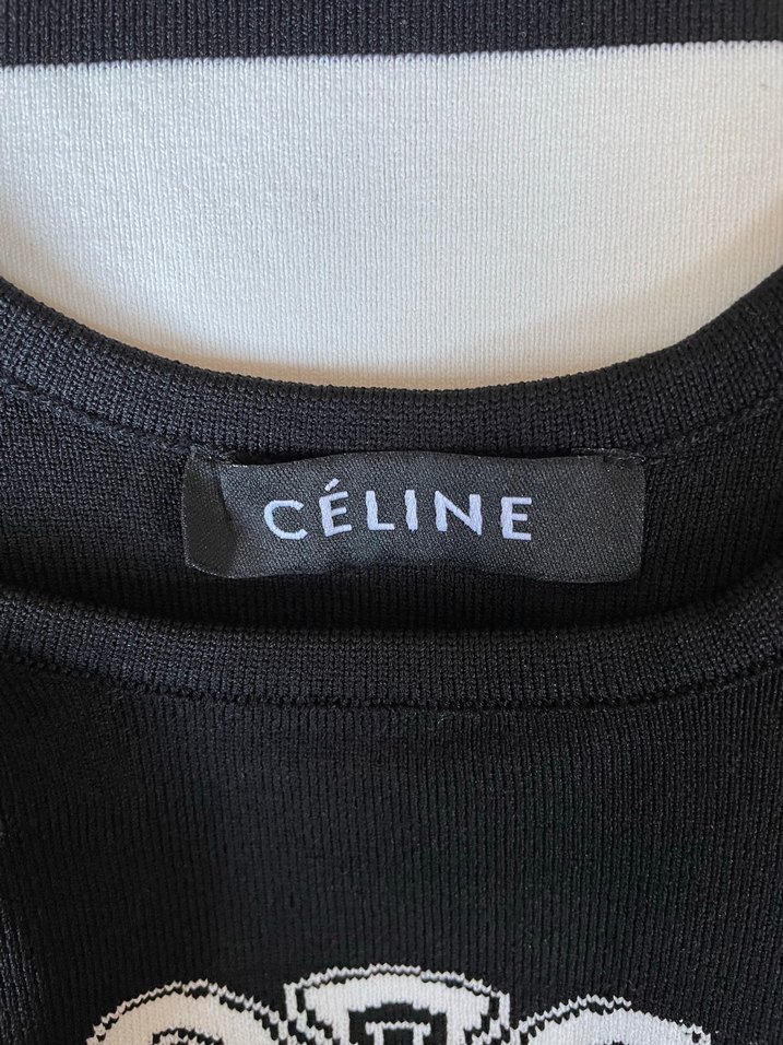 Celine Siyah Beyaz Çizgili Elbise - Görsel 5