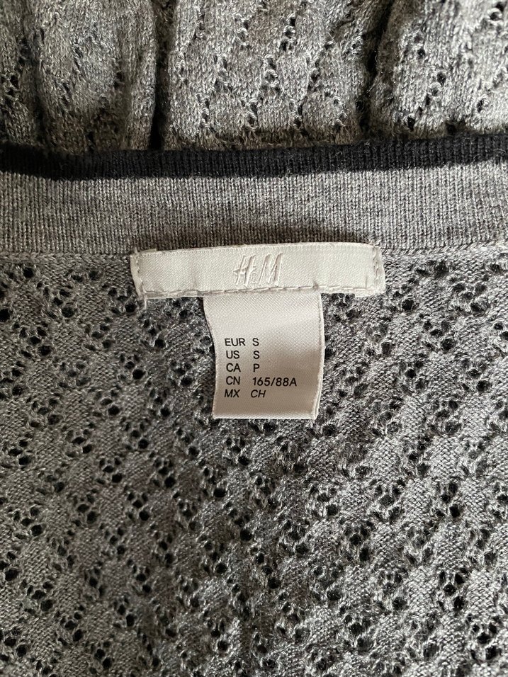 H&M Gri V Yakalı İnce Triko Hırka - Görsel 3