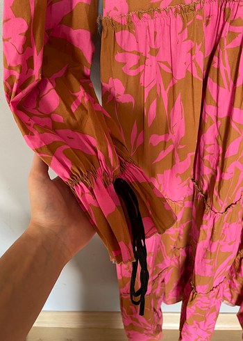 Zarif Pembe Bağcıklı Yazlık Elbise - Görsel 6